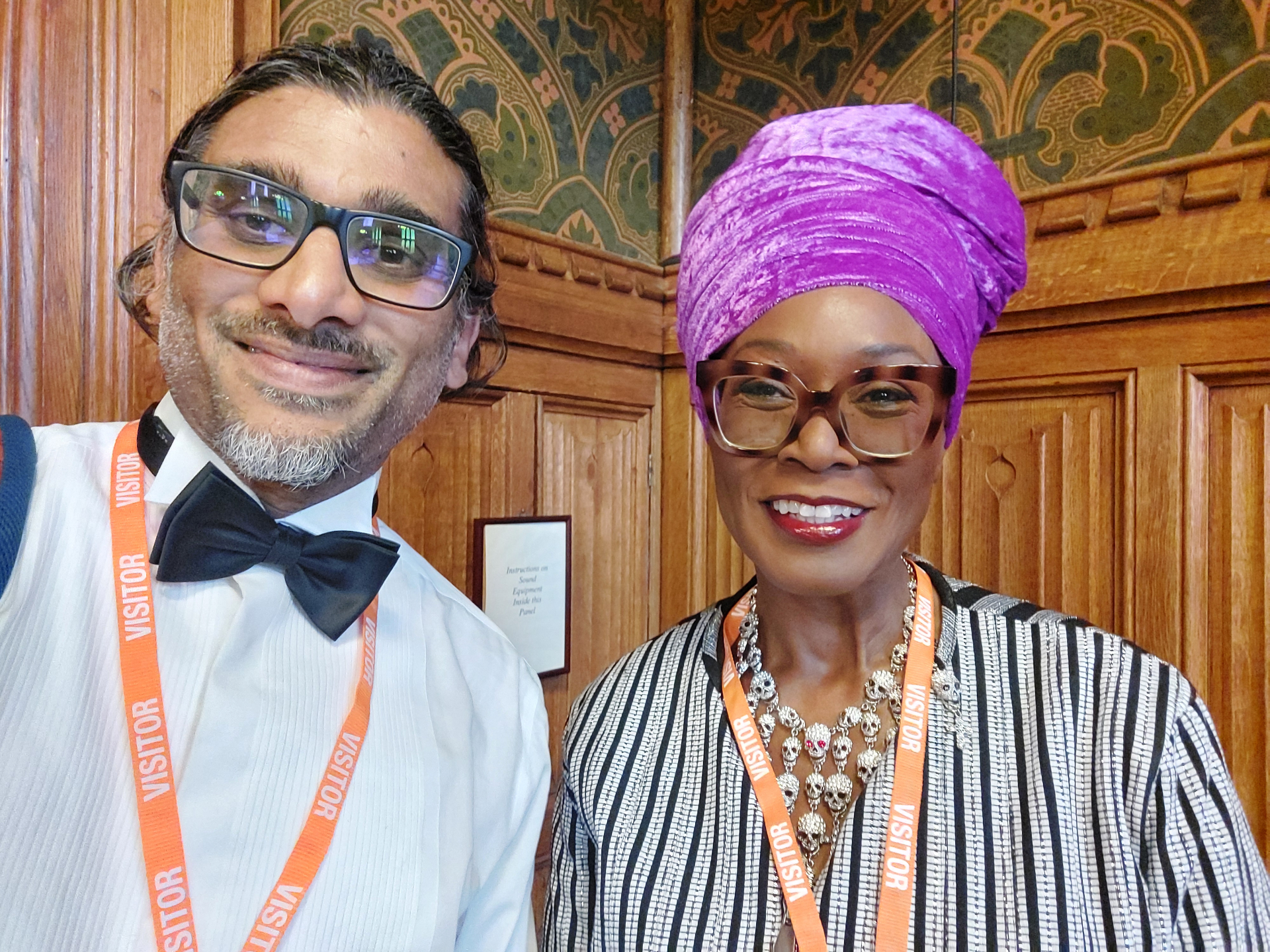 Johan Nayar with Jumoké Fashola, singer and BBC journalist, at the House of Lords