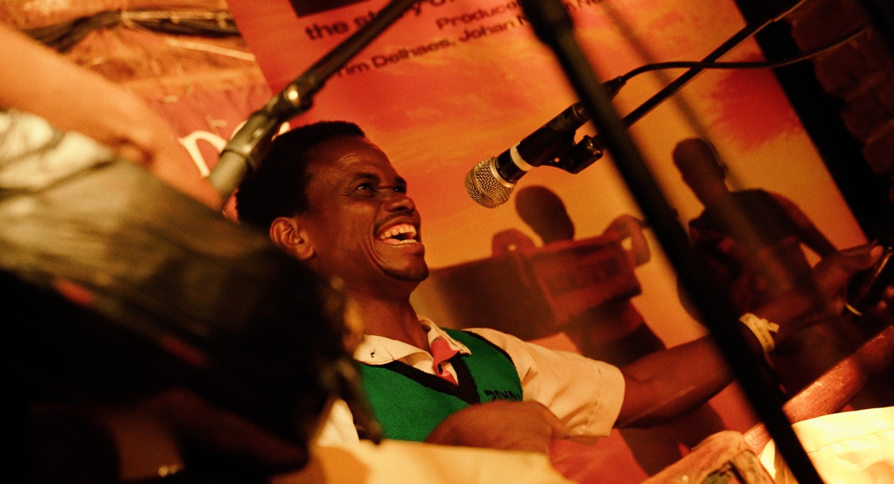 Madalitso Band vocalist laughing on stage at The Madalitso Experience at the Troubadour, London