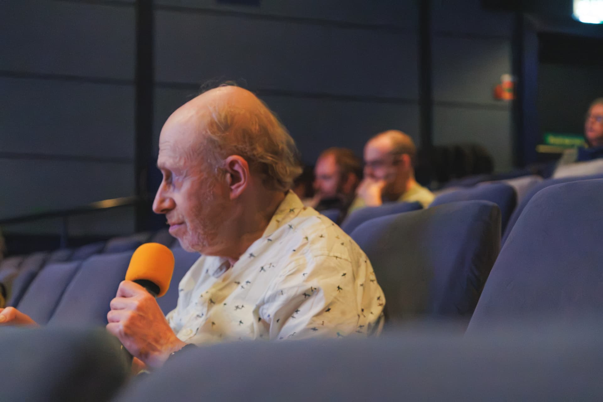 An audience member with the microphone during the Q&A, Chapter Arts Centre, Cardiff