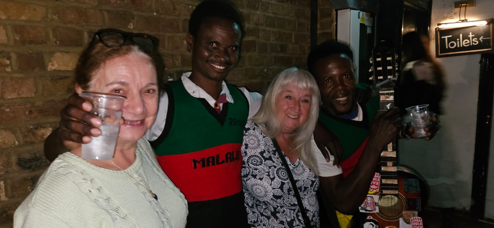 Yobu and Yosefe of Madalitso Band with Brenda and Lori at The Madalitso Experience at the Troubadour, London