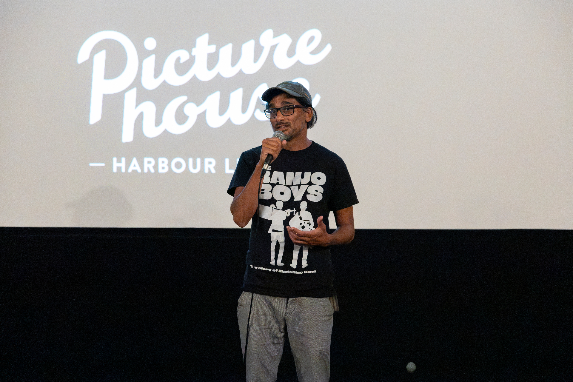 Johan Nayar, the director of the film, on stage at The Madalitso Experience at Harbour Lights, Southampton