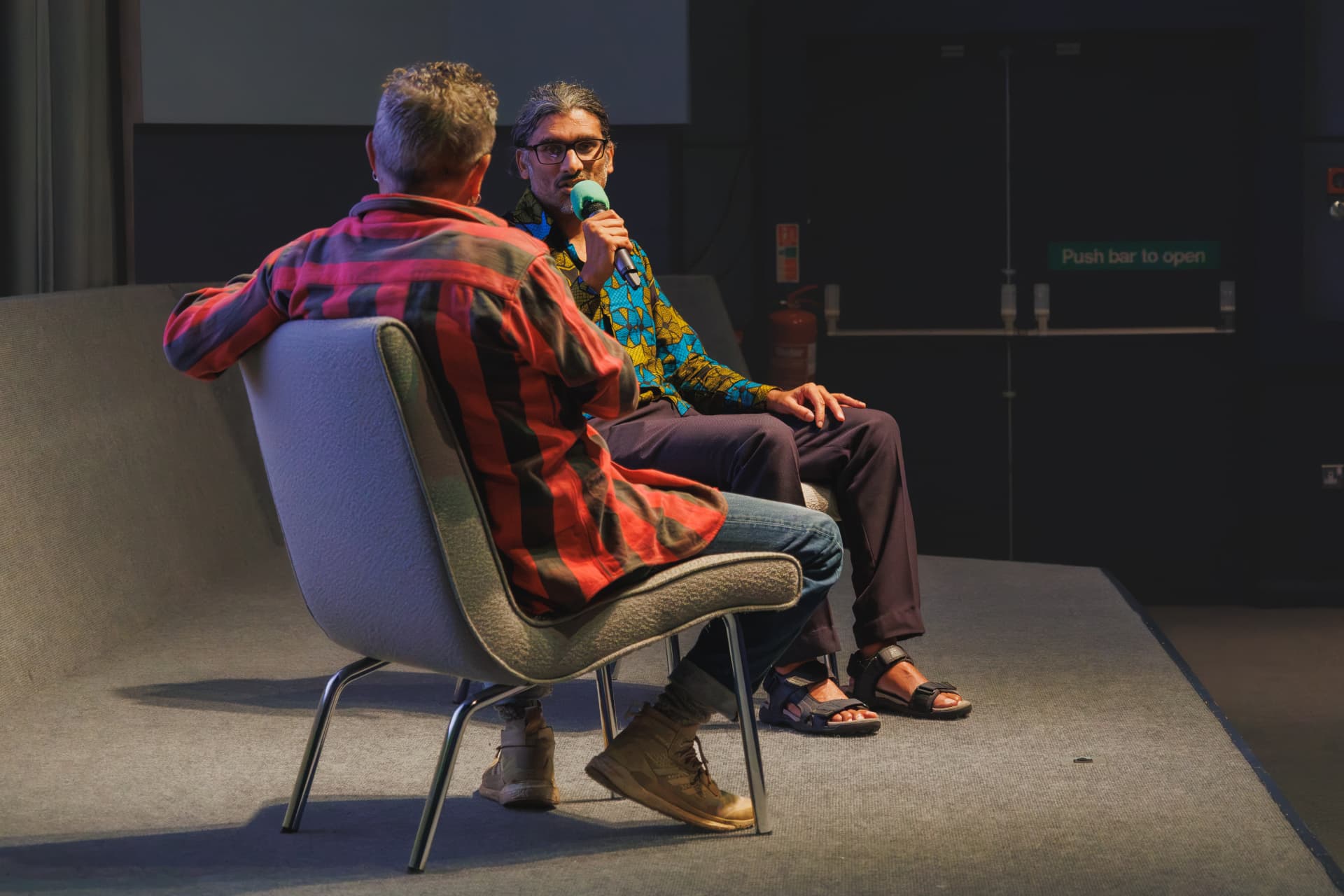 Tim Tyson Short in conversation with Johan Nayar on stage, Chapter Arts Centre, Cardiff