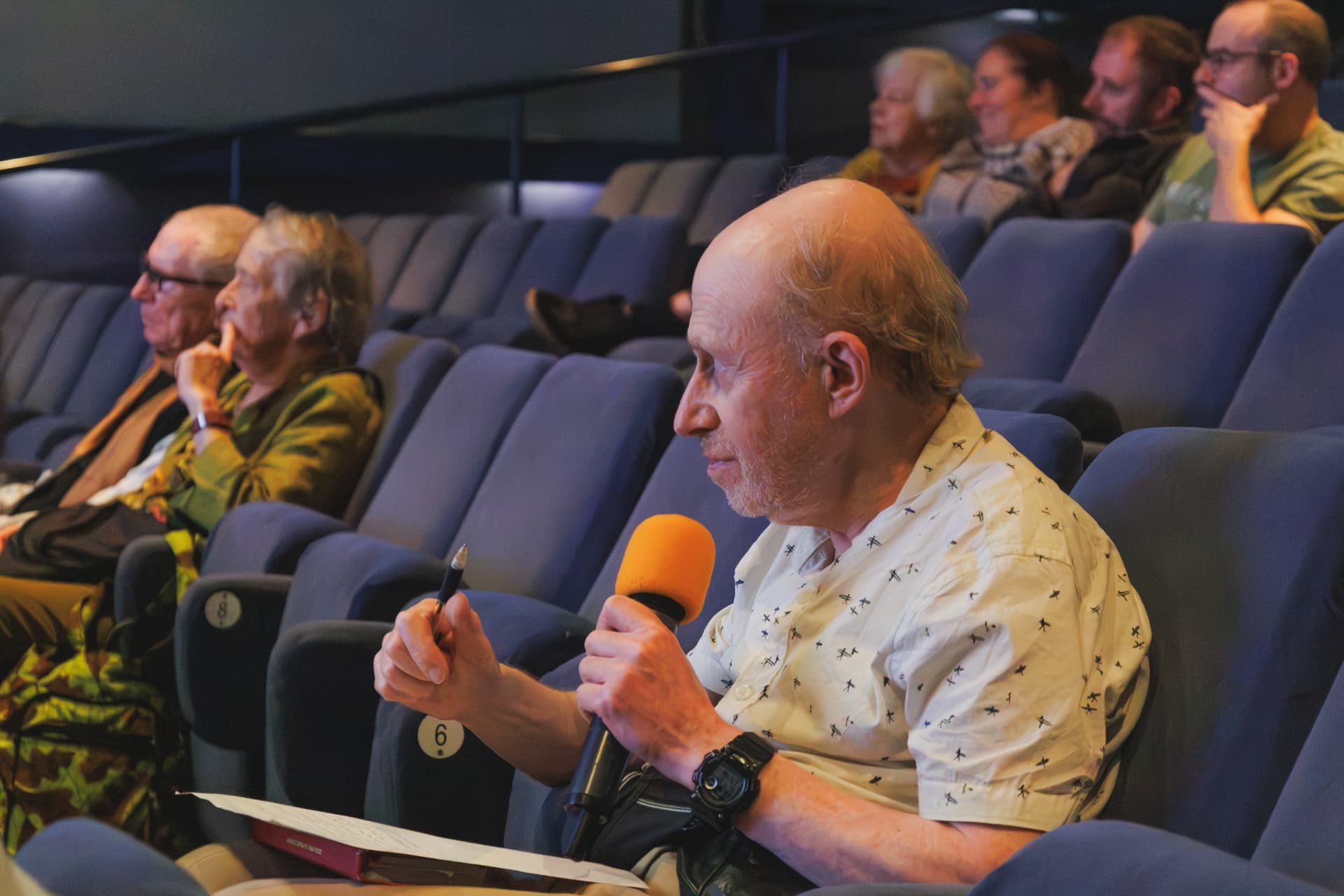 An audience member asks a question during the Q&A, Chapter Arts Centre, Cardiff