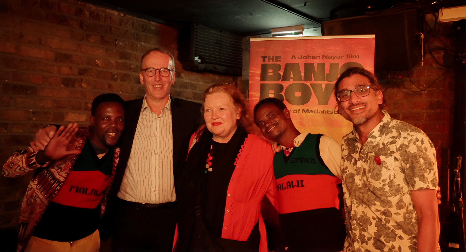 Yosefe, Tony Richardson, Caroline Todd, Yobu and Johan at The Madalitso Experience — Caroline and Tony were the primary supporters of the event, alongside Earl's Court Film Festival