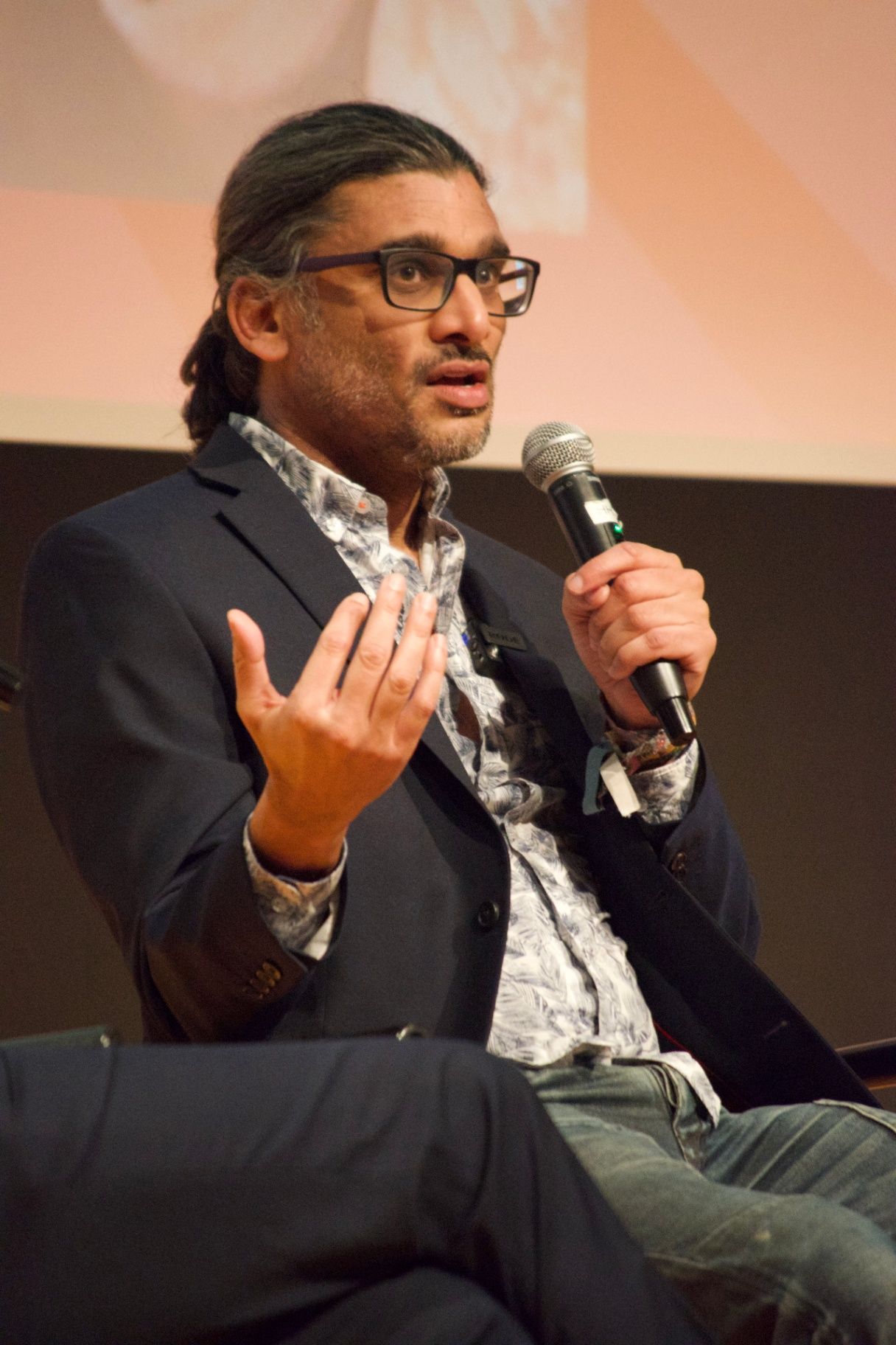 Director Johan Nayar speaking during the Q&A at ADIFF, Columbia University