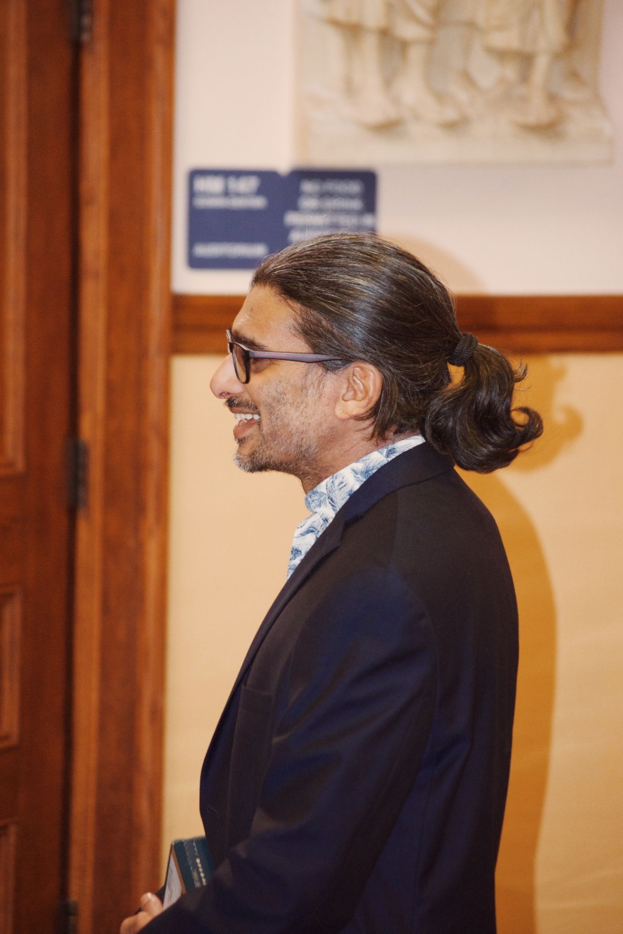 Director Johan Nayar in the foyer at ADIFF, Teachers College, Columbia University