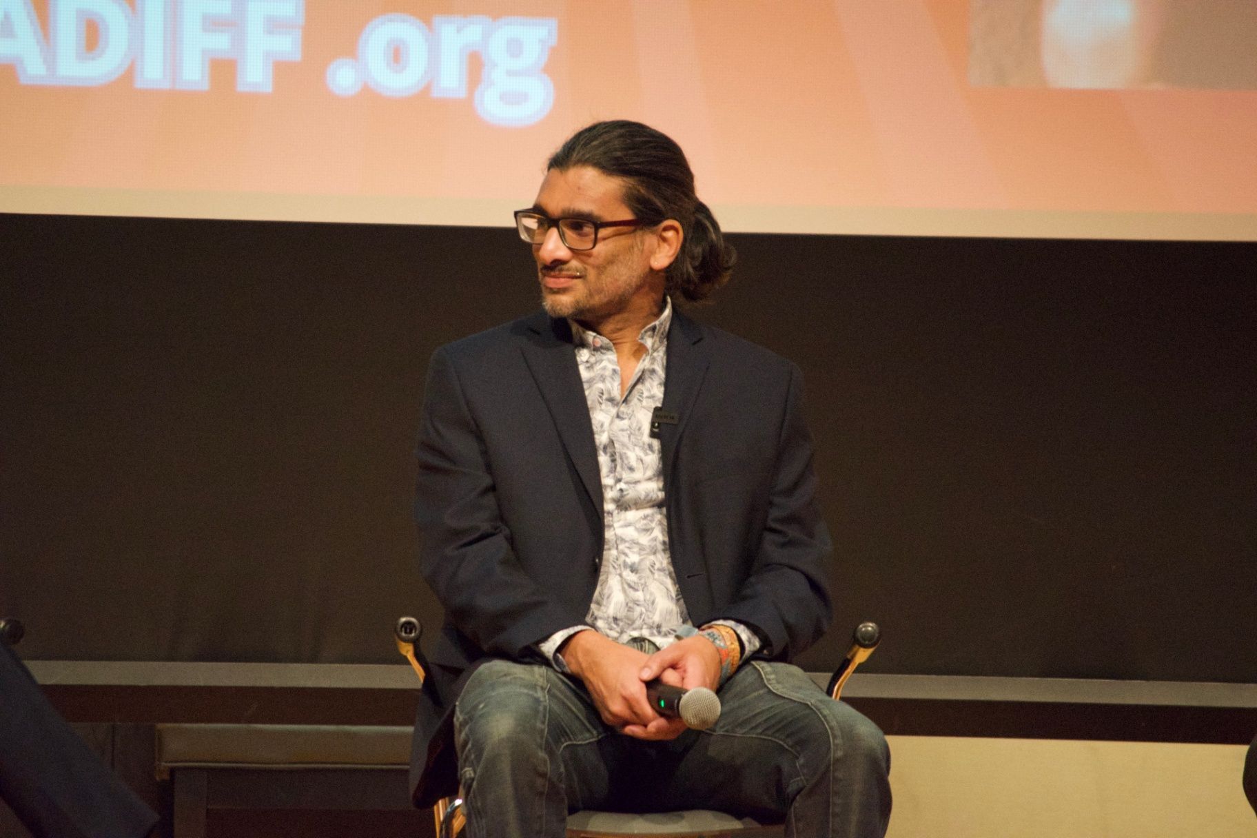 Director Johan Nayar on stage for the post-screening Q&A at ADIFF, Columbia University