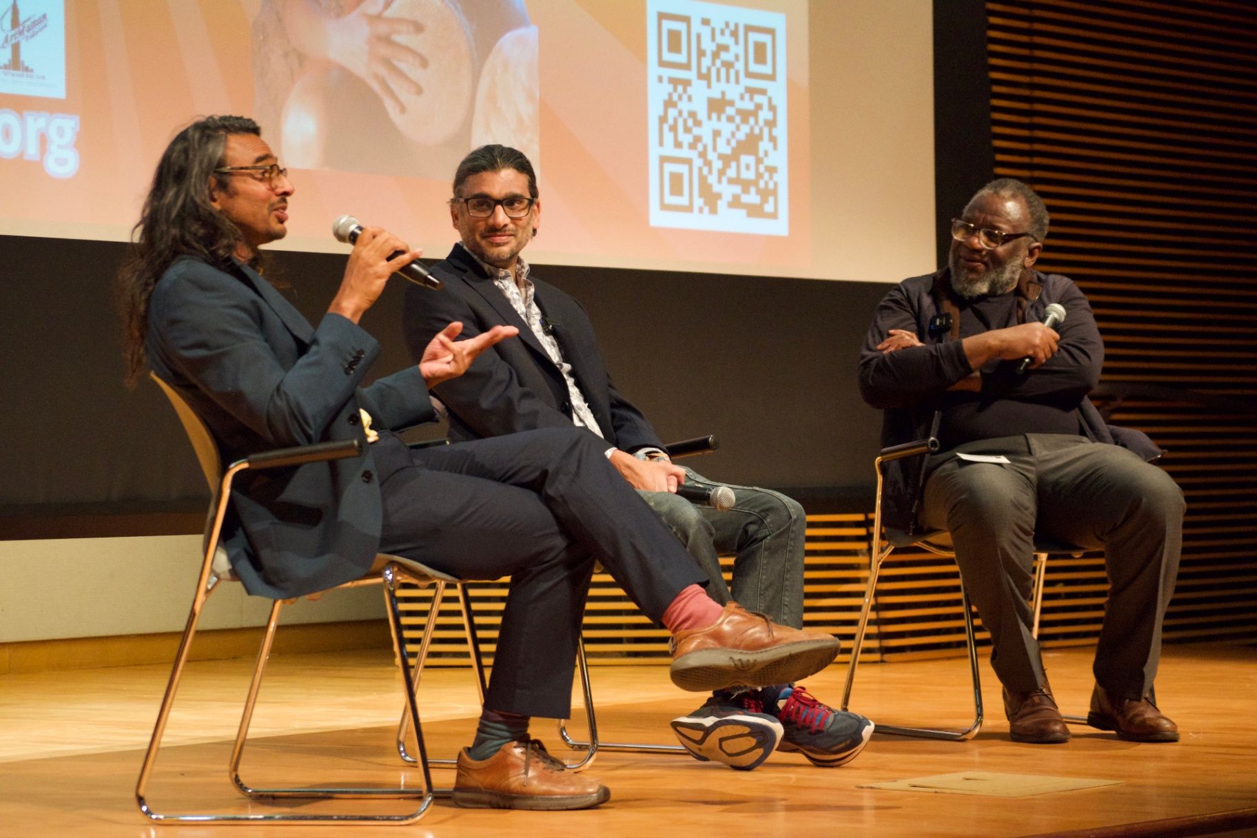 Q&A panel discussion on stage at ADIFF, Columbia University
