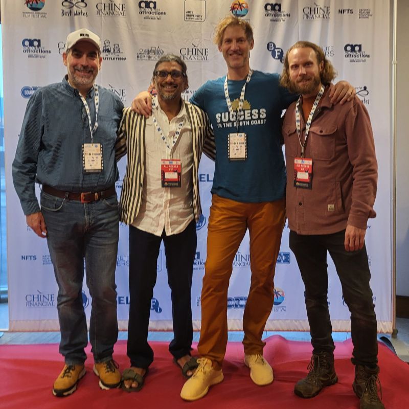Friends of the film — Laurent Lucas, Johan Nayar, Stuart Marshall and Dan Pringle — at the Bournemouth International Film Festival