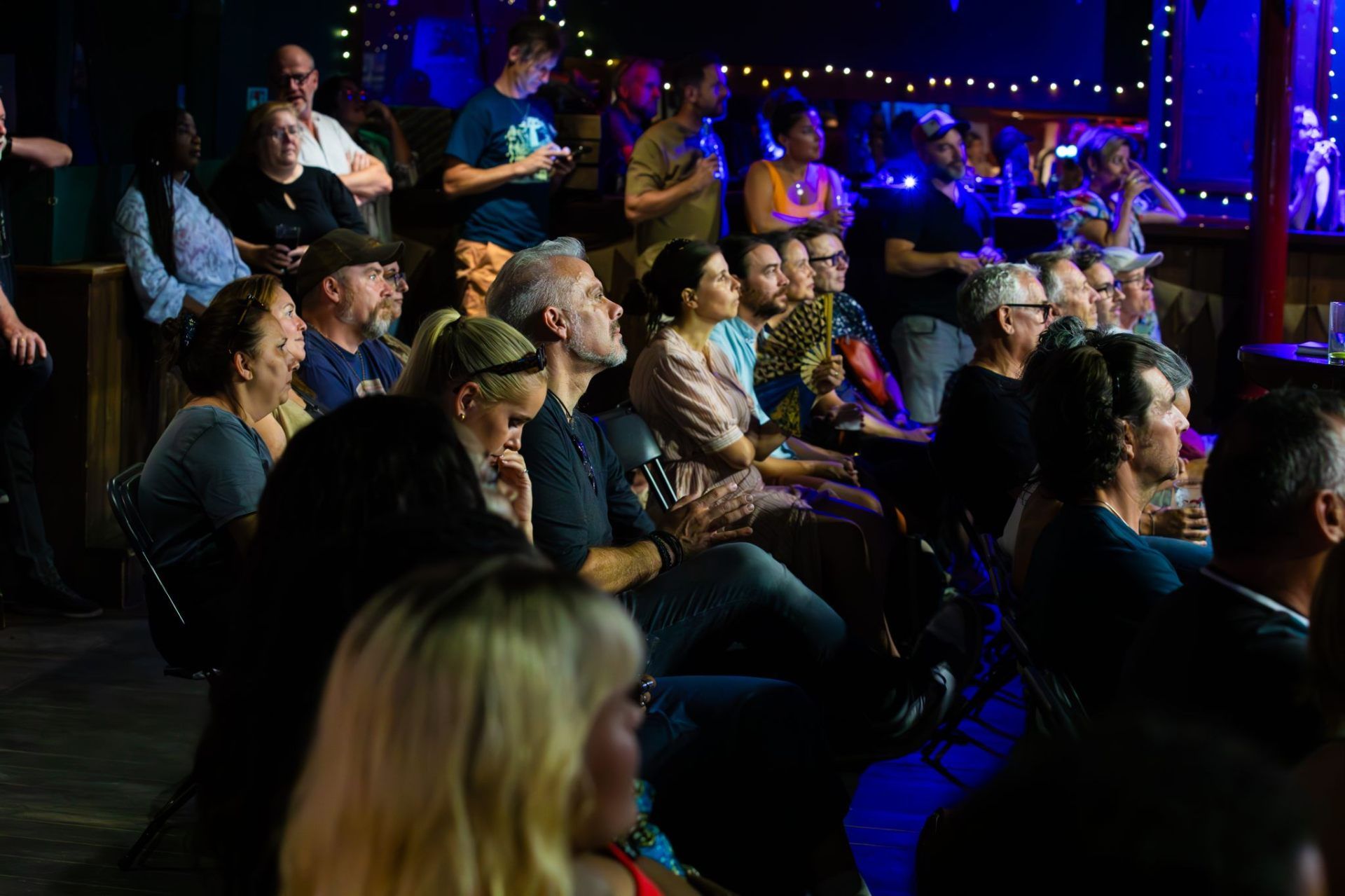Audience watching the film during the test run of the film-and-music format at The Brook, Southampton