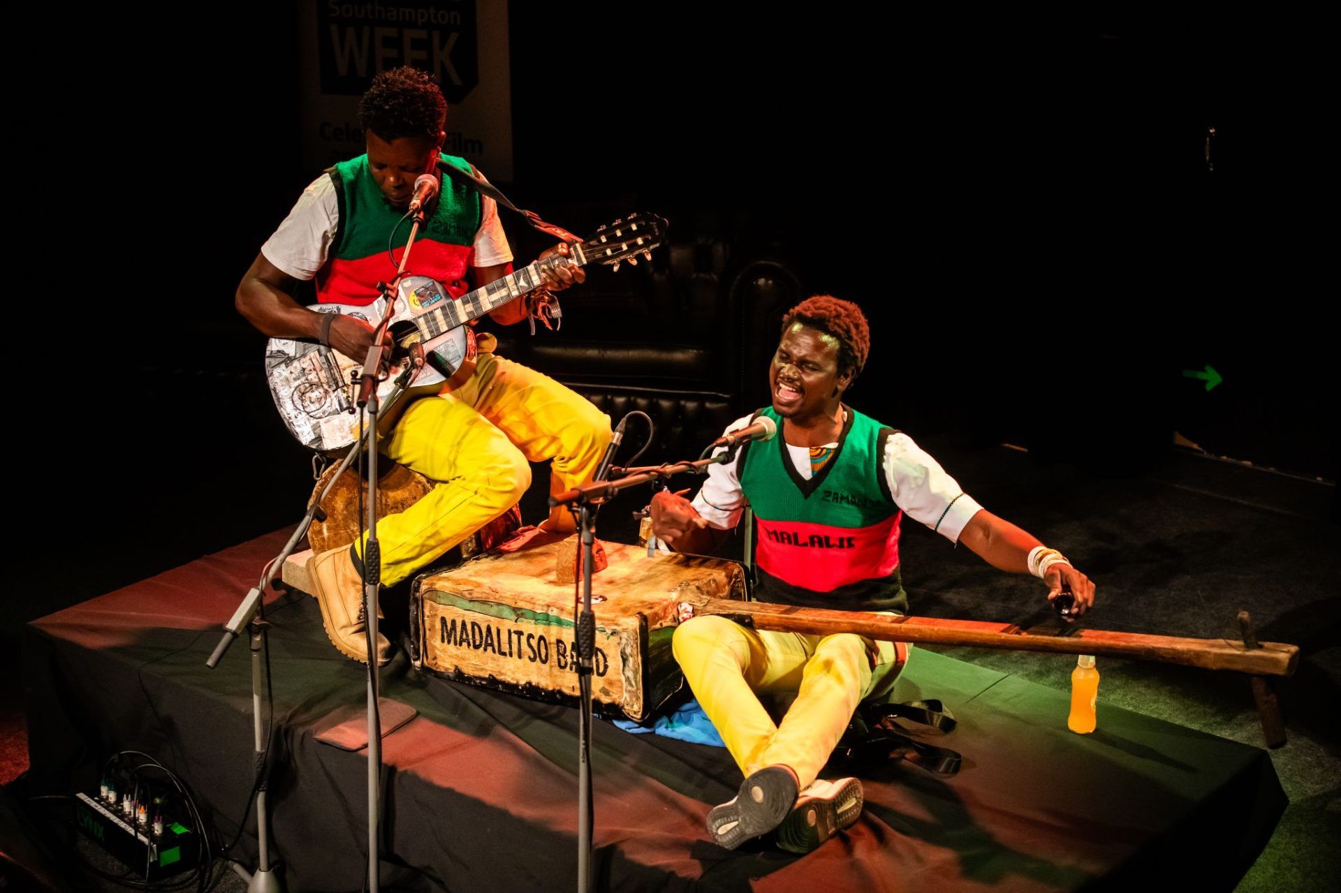 Madalitso Band — Yosefe Kalekeni and Yobu Maligwa — on stage at The Brook, Southampton