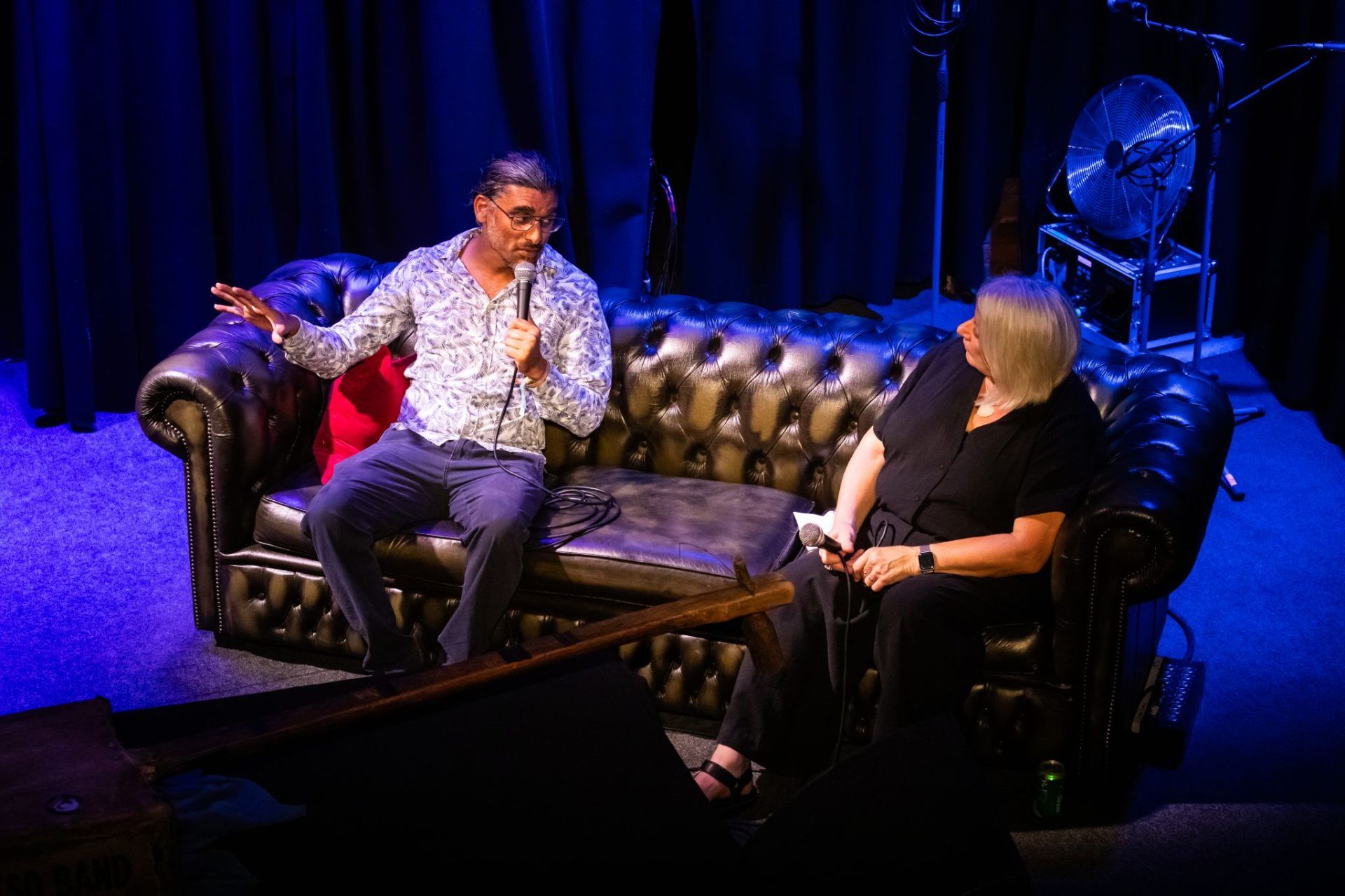 Director Johan Nayar in conversation with host Susan Beckett of City Eye during the Q&A at The Brook, Southampton
