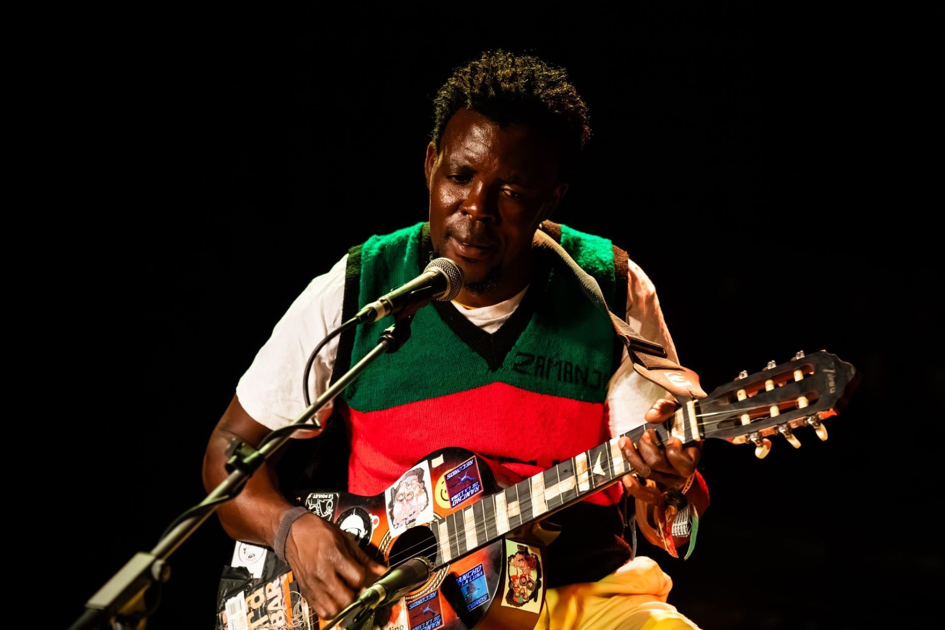 Yosefe Kalekeni performing at the test run of the film-and-music format at The Brook, Southampton