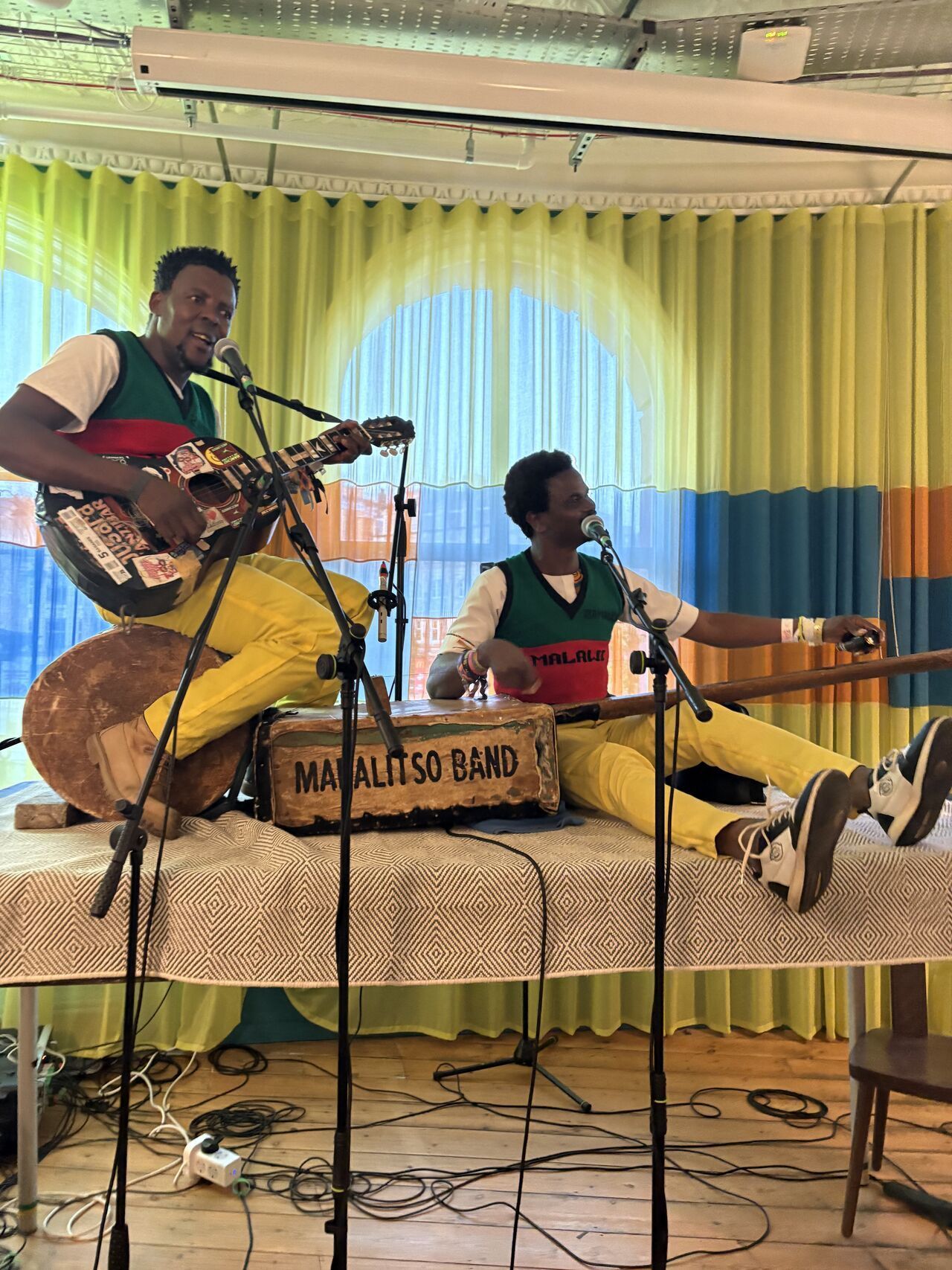 Madalitso Band — Yosefe Kalekeni and Yobu Maligwa — performing on stage at Patch after the sizzle screening — 14 Aug 2025