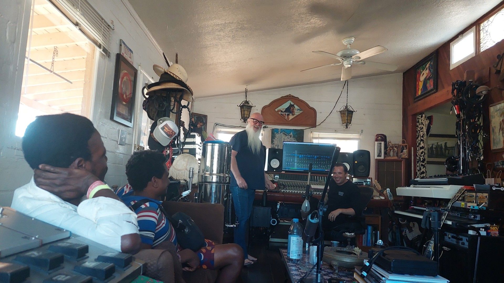 Yobu and Yosefe with Dave Catching and Paul Frazer at Rancho de la Luna, Joshua Tree, 2023