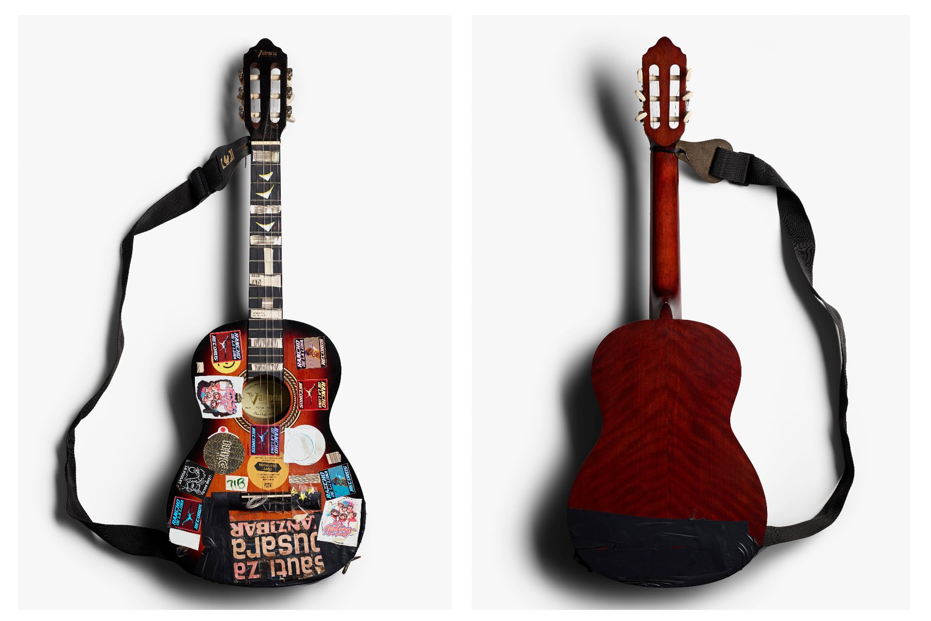 Yosefe's guitar, shown in London as part of the Scale exhibition