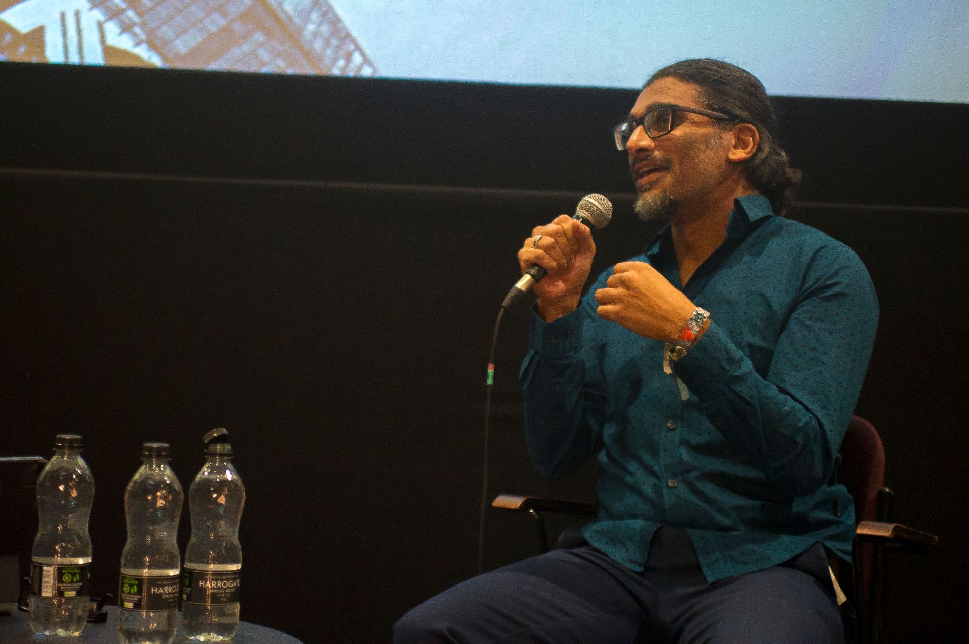 Director Johan Nayar answering a question during the world premiere Q&A at London Breeze Film Festival — 22 Oct 2025