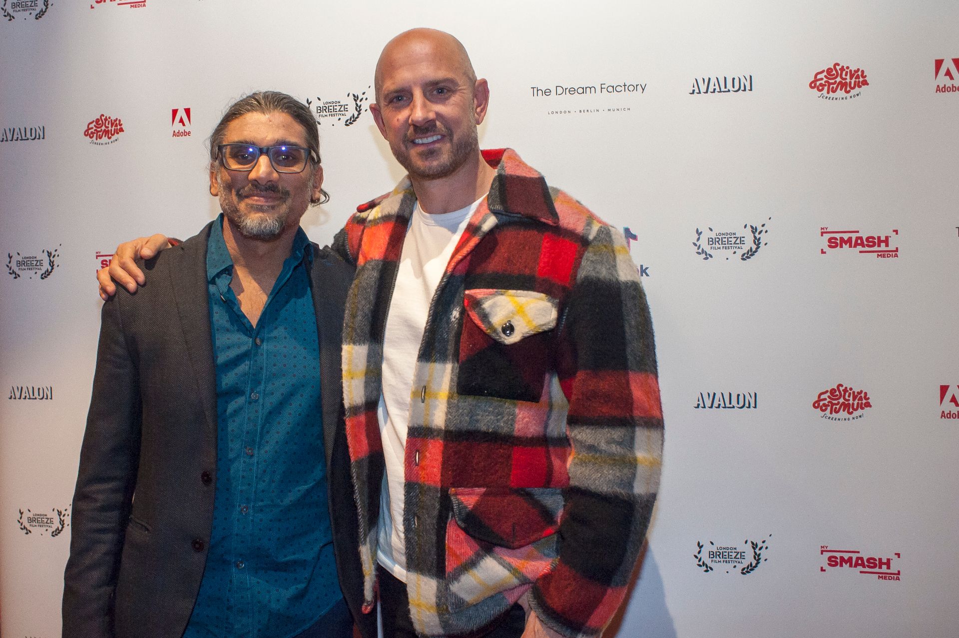 Sam Cullis, Festival Director, with Johan Nayar at the London Breeze world premiere — 22 Oct 2025