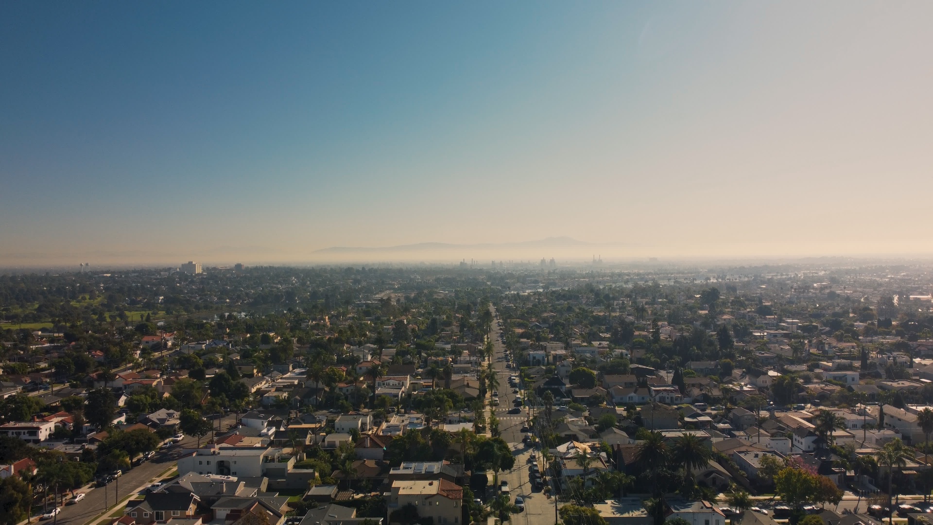 Aerial view over Los Angeles