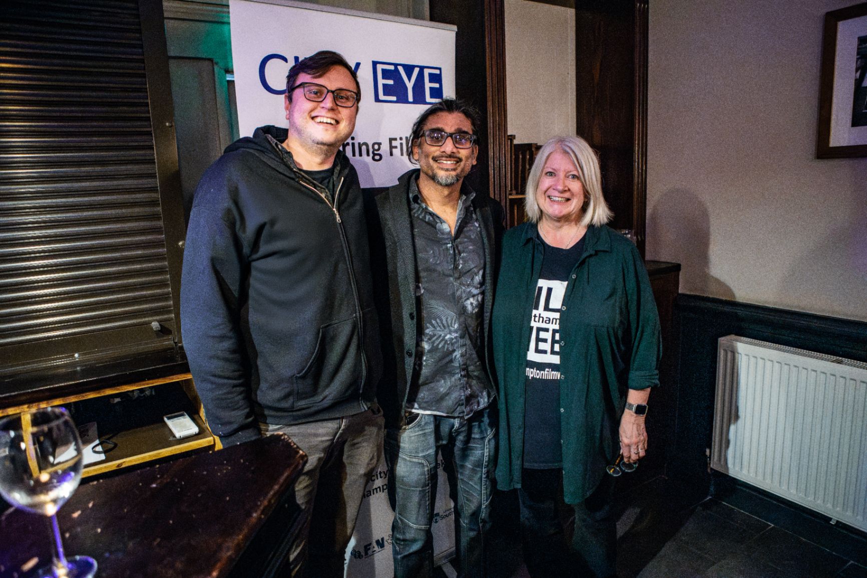 Director Johan Nayar with Aaron West and Susan Beckett of City Eye at Southampton Film Week