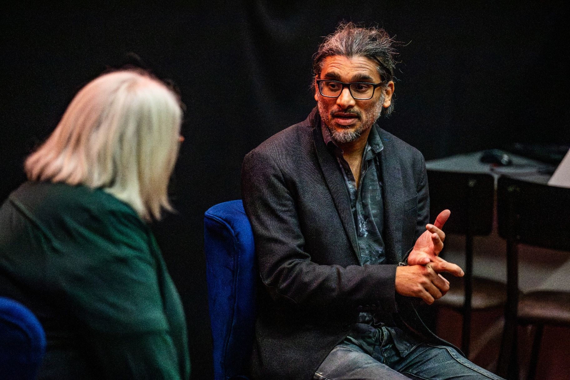 Director Johan Nayar speaking with Susan Beckett during the Banjo Boys Q&A at Southampton Film Week