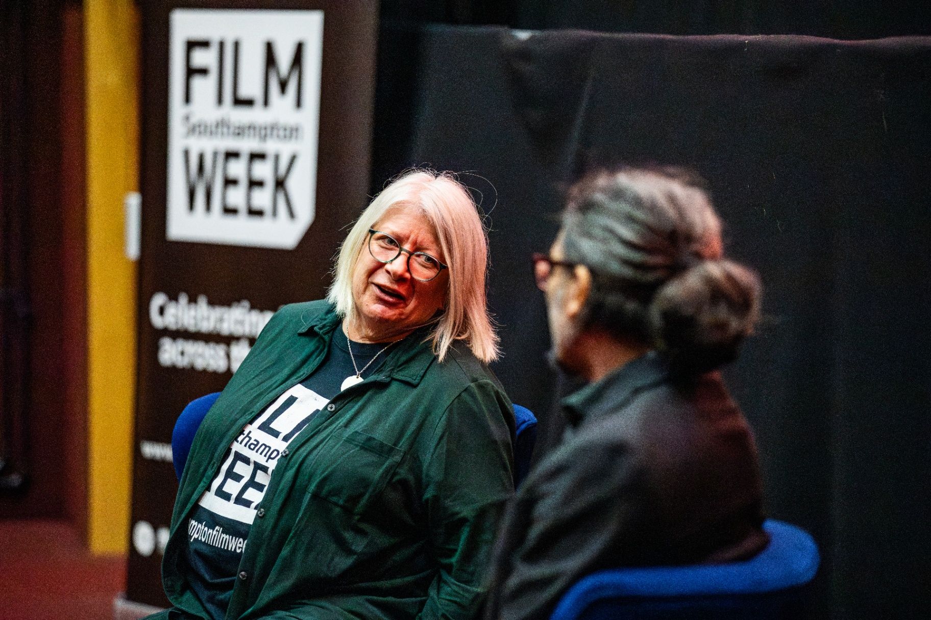 Susan Beckett in conversation with Director Johan Nayar during the Banjo Boys Q&A at Southampton Film Week