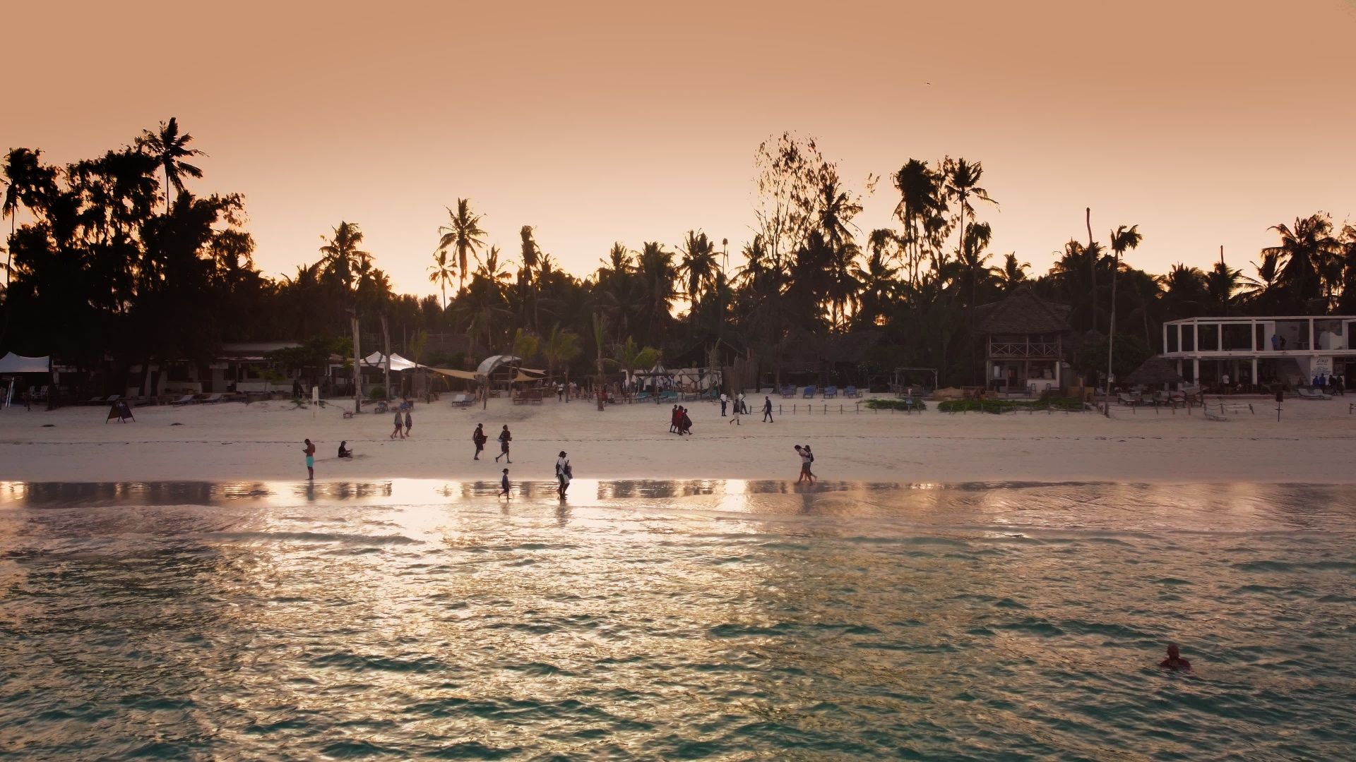 Aerial drone shot of the east coast of Zanzibar where the band played in 2023